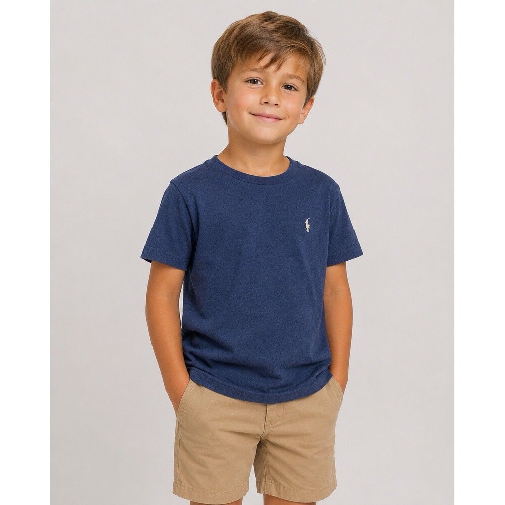 Polo Ralph Lauren Boys T-Shirt Size 8 Blue Heather Short Sleeve Pony Logo